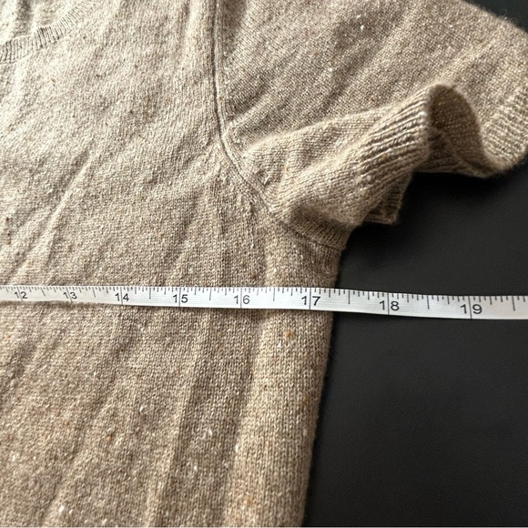 Alex Marie Cashmere Crewneck Sweater Women's Short Sleeve Speckled Tan Size M - Picture 5 of 6